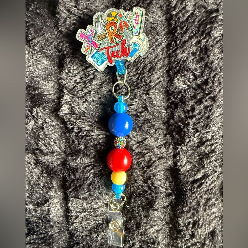 X-Ray Tech Badge Reel with Colorful Beads